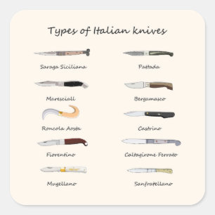 Sticker Carré Types de couteaux italiens