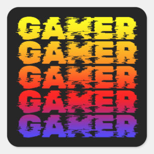 Sticker Carré Typographie colorée de jeu pour joueur