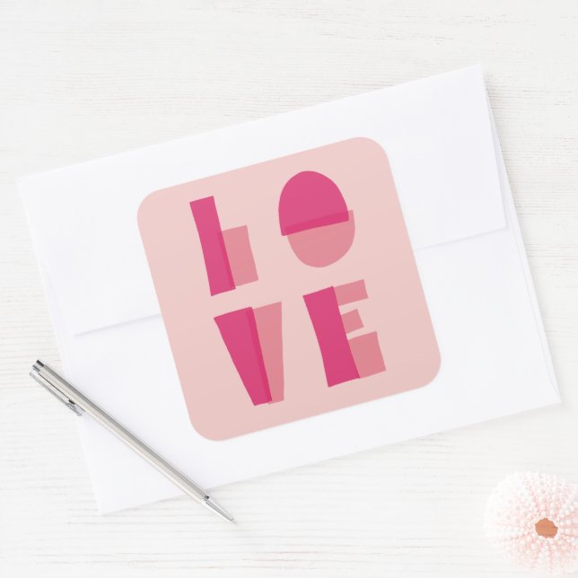 Sticker Carré Typographie d'amour moderne Saint-Valentin (Enveloppe)