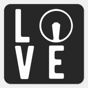 Sticker Carré Typographie d'Oltimer 2cv Ente Love