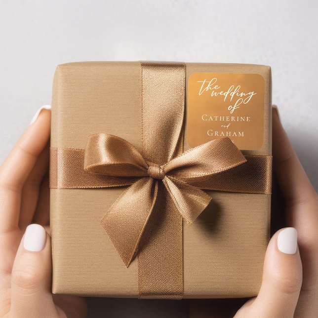 Sticker Carré Typographie d'or rustique Mariage de automne simpl (Créateur téléchargé)