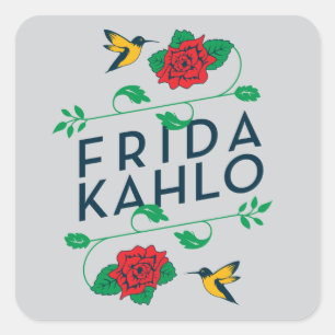 Sticker Carré Typographie florale de Frida Kahlo  