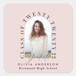 Sticker Carré Typographie géométrique moderne arche photo rose