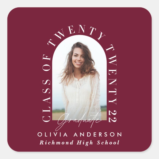 Sticker Carré Typographie géométrique moderne diplôme d'arc phot (Devant)