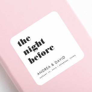 Sticker Carré Typographie Gras La Nuit Avant le Dîner de Répétit