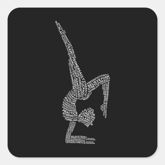 Sticker Carré Typographie gymnastique Gymnaste Gymnastique Sport (Devant)