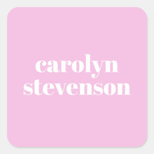 Sticker Carré Typographie moderne en rose Nom personnalisé