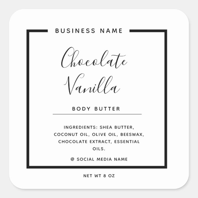 Sticker Carré Typographie moderne minimaliste produit blanc (Devant)