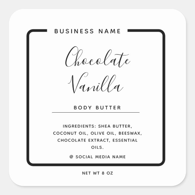 Sticker Carré Typographie moderne minimaliste produit blanc (Devant)