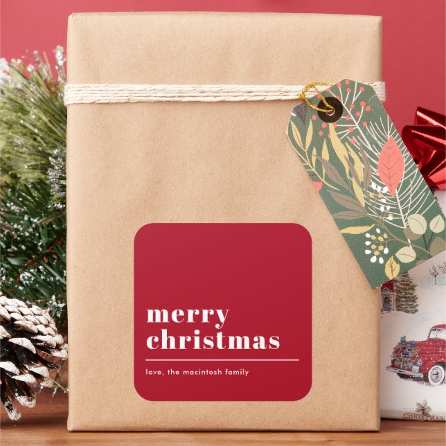 Sticker Carré Typographie moderne simple Rouge (vacances)