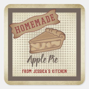 Sticker Carré Typographie rétro vintage à la tarte aux pommes ma