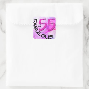 Sticker Carré Typographie rose "55 et fabuleux" Anniversaire