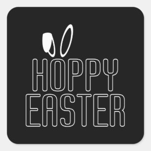 Sticker Carré Typographie simple de Pâques Hoppy  Sceau d'autoc