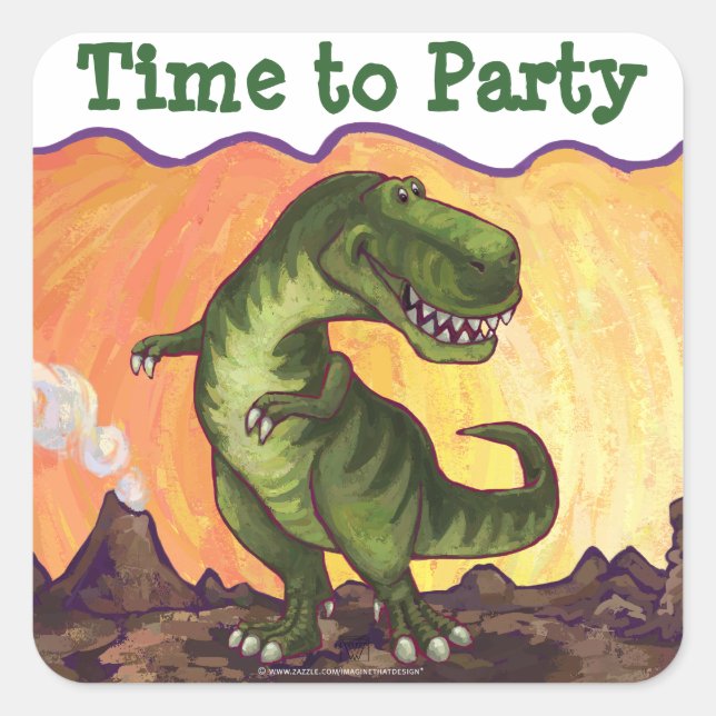 Sticker Carré Tyrannosaurus Rex Time to Party (Devant)