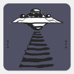 Sticker Carré U.F.O - Noir et blanc sur le pourpre
