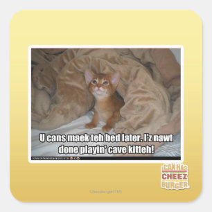 Sticker Carré U peut maek le lit plus tard