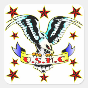 Sticker Carré U.S.M.C. Tatouage 2 d'Eagle de vieille école