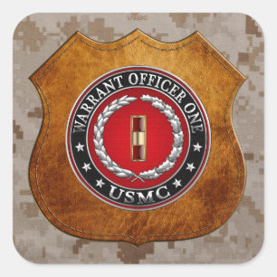 Sticker Carré U.S. Marines : Adjudant un (usmc WO-1) [3D]