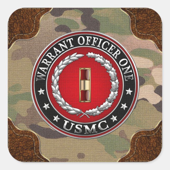 Sticker Carré U.S. Marines : Adjudant un (usmc WO-1) [3D] (Devant)