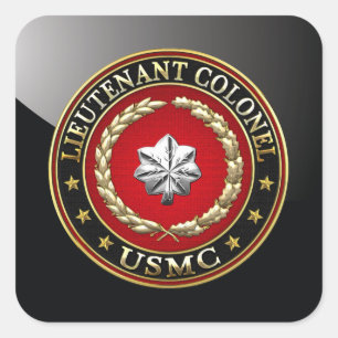 Sticker Carré U.S. Marines : Lieutenant-colonel (usmc LtCol)