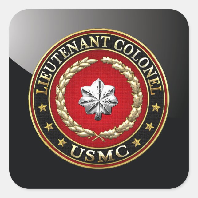 Sticker Carré U.S. Marines : Lieutenant-colonel (USMC LtCol) [3D (Devant)