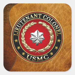 Sticker Carré U.S. Marines : Lieutenant-colonel (USMC LtCol) [3D