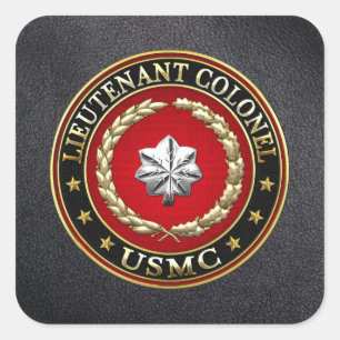 Sticker Carré U.S. Marines : Lieutenant-colonel (USMC LtCol) [3D