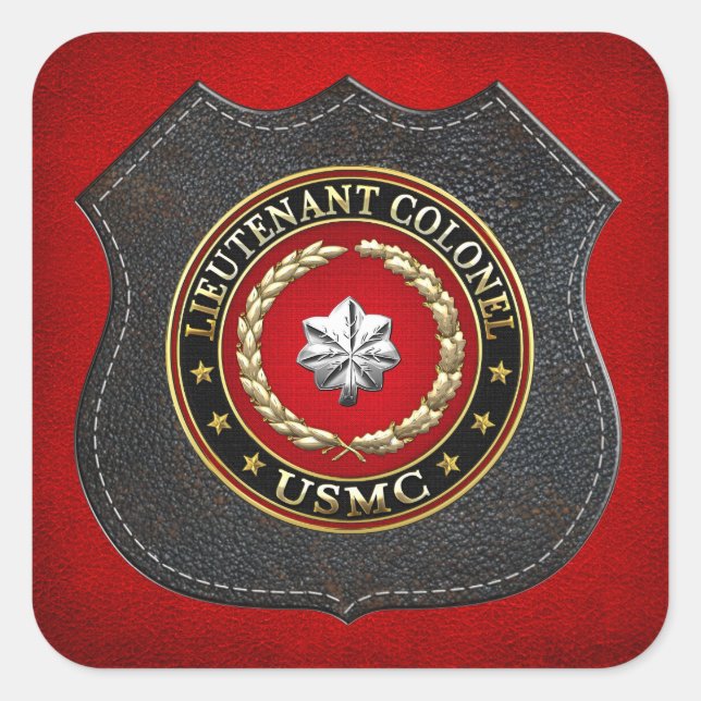 Sticker Carré U.S. Marines : Lieutenant-colonel (USMC LtCol) [3D (Devant)