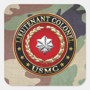 Sticker Carré U.S. Marines : Lieutenant-colonel (USMC LtCol) [3D