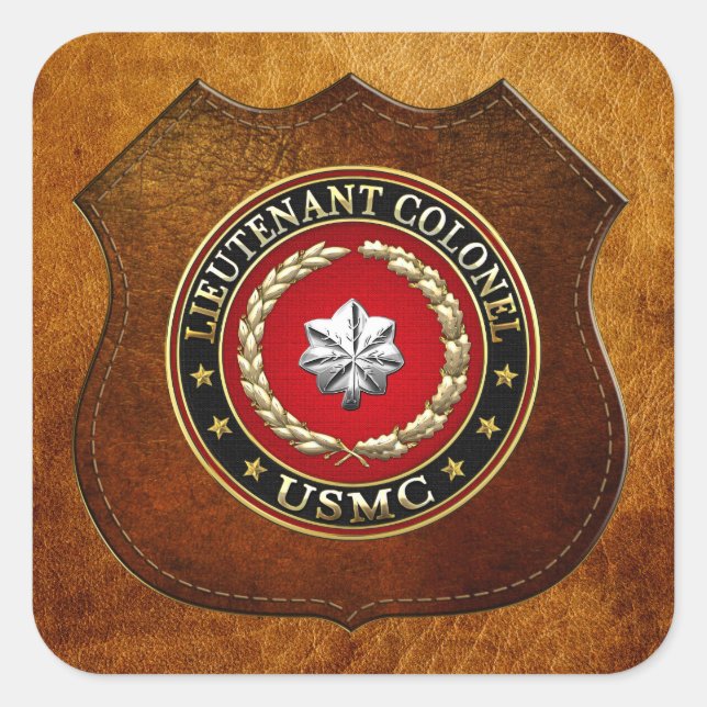 Sticker Carré U.S. Marines : Lieutenant-colonel (USMC LtCol) [3D (Devant)