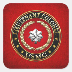 Sticker Carré U.S. Marines : Lieutenant-colonel (USMC LtCol) [3D
