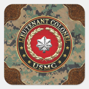 Sticker Carré U.S. Marines : Lieutenant-colonel (USMC LtCol) [3D
