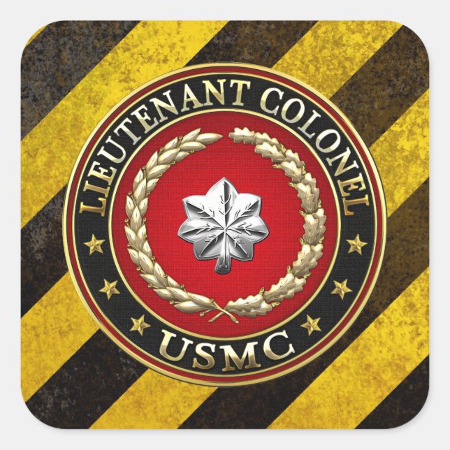 Sticker Carré U.S. Marines : Lieutenant-colonel (USMC LtCol) [3D (Devant)