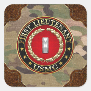 Sticker Carré U.S. Marines : Premier lieutenant (usmc 1stLt)