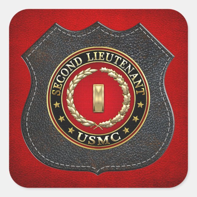 Sticker Carré U.S. Marines: second lieutenant (USMC 2ndLt) [3D] (Devant)