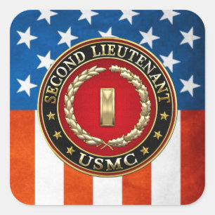 Sticker Carré U.S. Marines: second lieutenant (USMC 2ndLt) [3D]