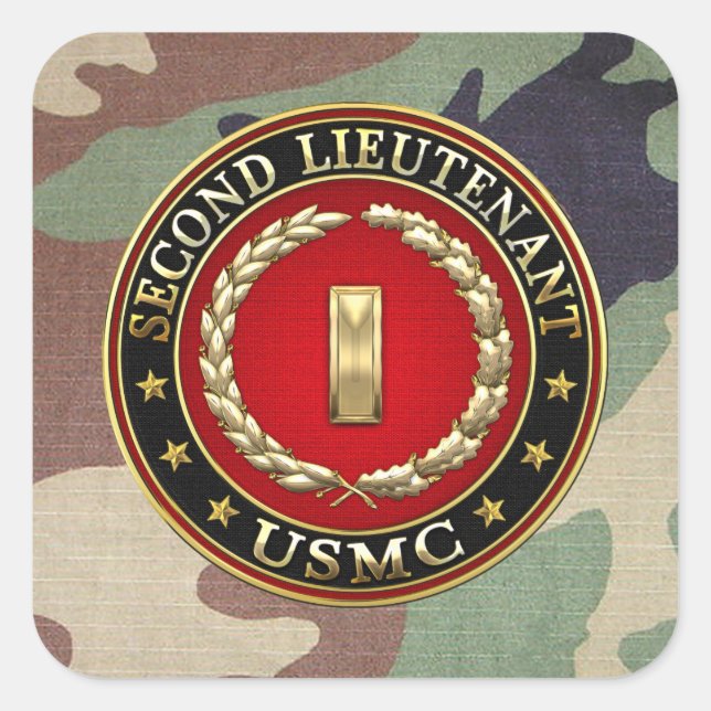 Sticker Carré U.S. Marines: second lieutenant (USMC 2ndLt) [3D] (Devant)