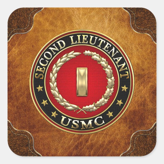Sticker Carré U.S. Marines: second lieutenant (USMC 2ndLt) [3D] (Devant)