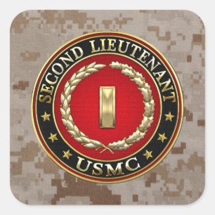 Sticker Carré U.S. Marines: second lieutenant (USMC 2ndLt) [3D]
