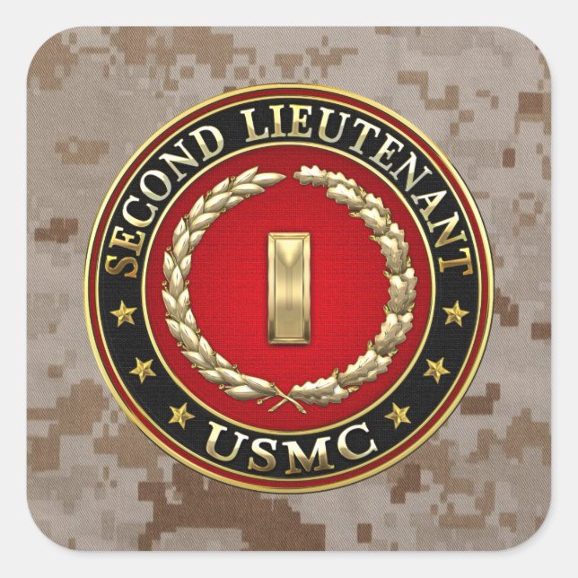 Sticker Carré U.S. Marines: second lieutenant (USMC 2ndLt) [3D] (Devant)
