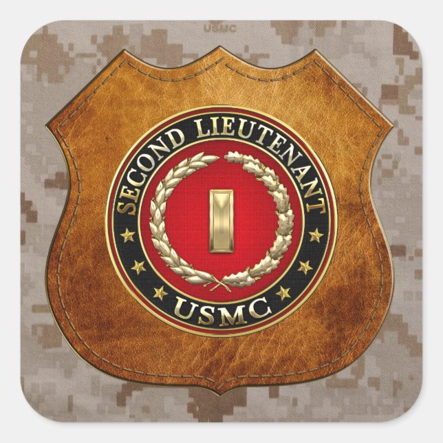 Sticker Carré U.S. Marines: second lieutenant (USMC 2ndLt) [3D] (Devant)