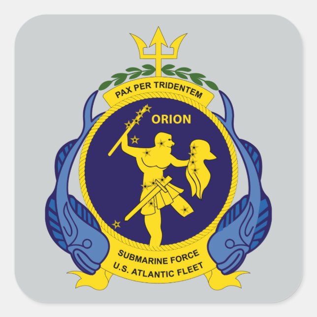 Sticker Carré U.S.S. Orion AS-8 Pax Par Tridentem (Devant)