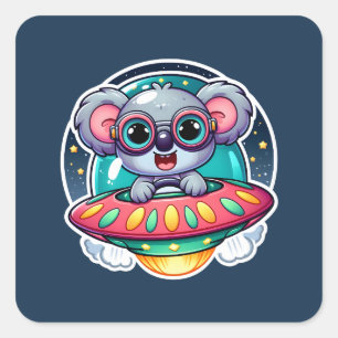 Sticker Carré UFO Happy Koala