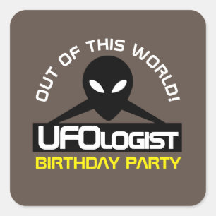 Sticker Carré UFOlogist Party, Anniversaire