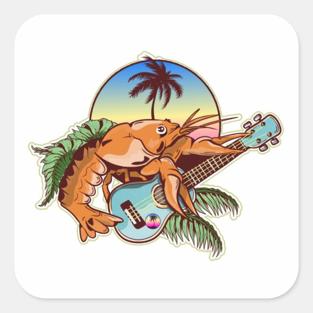 Sticker Carré ukulele de homard (Devant)