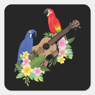 Sticker Carré Ukulele Parrot