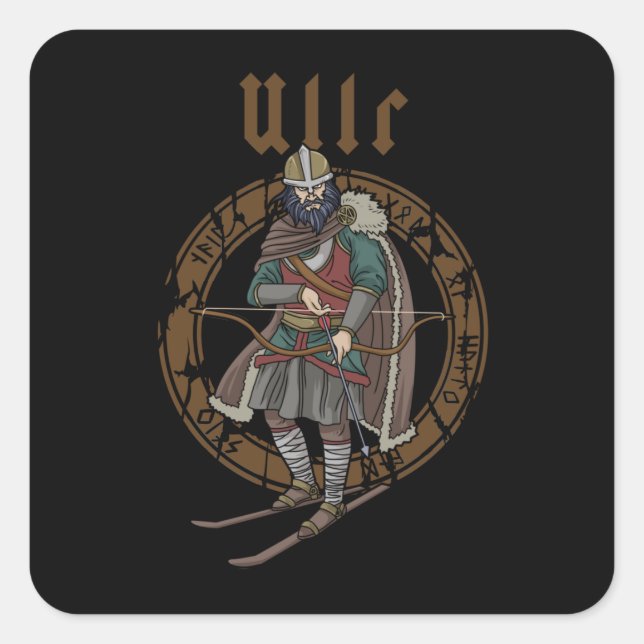 Sticker Carré Ullr Ski Sports d'hiver Cadeaux Ski Viking (Devant)