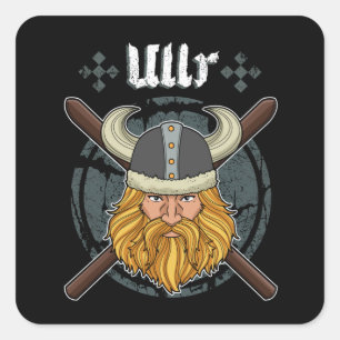 Sticker Carré Ullr Ski Sports d'hiver Cadeaux Ski Viking Ullr
