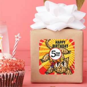 Sticker Carré Ultra mignon Anime Leopard Kitty Rainbow Head Band