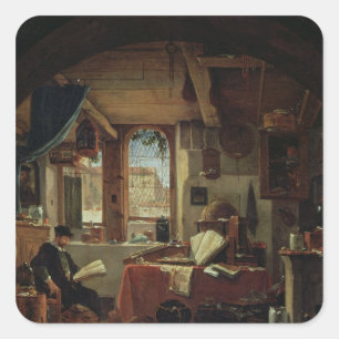 Sticker Carré Un alchimiste dans son laboratoire